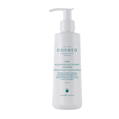 Cosmed Balancing Face & Body Cleanser - Yağlı Pullanma Sorunu Yaşayan Ciltler için Temizleme Jeli - Salisilik Asit ve Çay Ağacı Yağı içeren Temizleyici