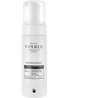 Cosmed AHA & BHA Foaming Wash - Asit İçerikli Yüz ve Vücut Temizleme Köpüğü - Akneye eğilimli, Yağlı/ Karma Ciltler için Köpük Temizleyici 150 ml