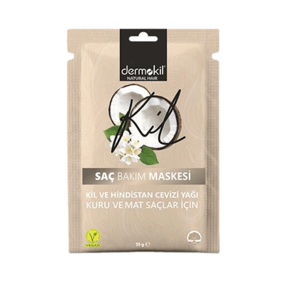 Dermokil Vegan Kuru ve Mat Saçlar için Kil ve Hindistan Cevizi Yağı Doğal Saç Maskesi 35 ml
