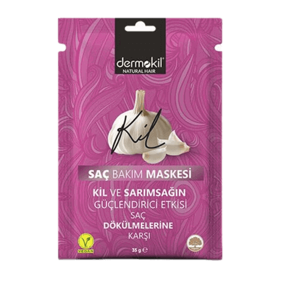 Dermokil Vegan Saç Bakım Maskesi Kil ve Sarımsak Güçlendirici Etkisi Saç Dökülmelerine Karşı 35 ml