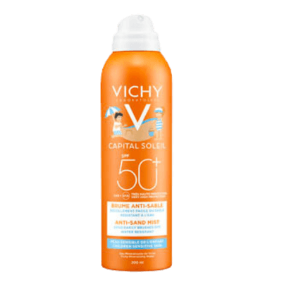 Vichy CAPITAL SOLEIL Anti-Sand Mist For Kids - Hassas çocuk cildi için kumun cilde yapışmasına karşı etkili, çok yüksek faktörlü güneş koruyucu sprey SPF 50+