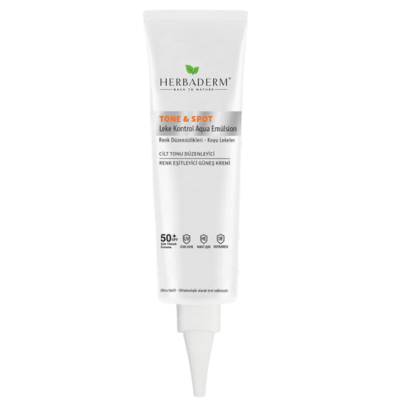 Herbaderm Tone & Spot, Lekeli Ciltler Için Nemlendirici Güneş Kremi, Mavi Işık, Uva,Uvb 50+Spf Renksiz