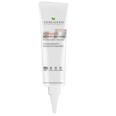 Herbaderm Tone & Spot, Lekeli Ciltler Için Nemlendirici Güneş Kremi, Mavi Işık, Uva,Uvb 50+Spf Orta Ton